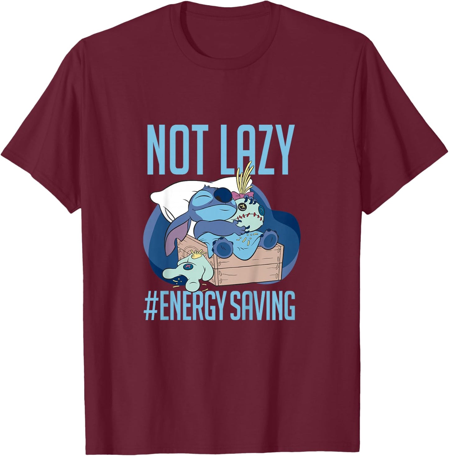 Kids Disney Lilo & Stitch Not Lazy Saving Energy Quote Youth T-Shirt - T-Shirt | Maroon