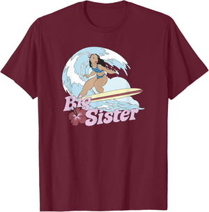 Disney Lilo & Stitch Big Sister Nani Surfing T-Shirt - T-Shirt | Maroon