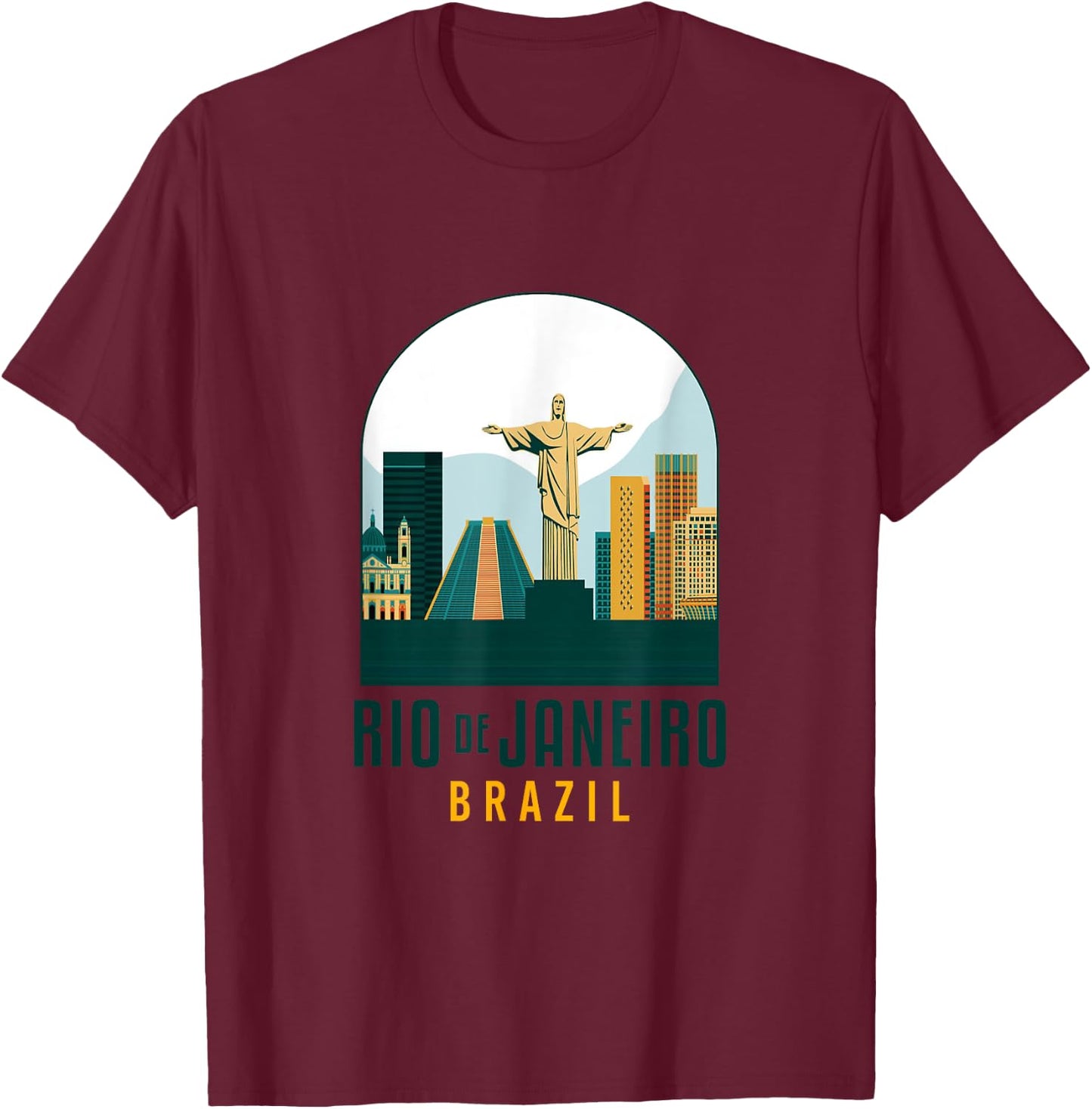 Rio De Janeiro Brasil Traveling Christ The Redeemer Travel T-Shirt - T-Shirt | Maroon