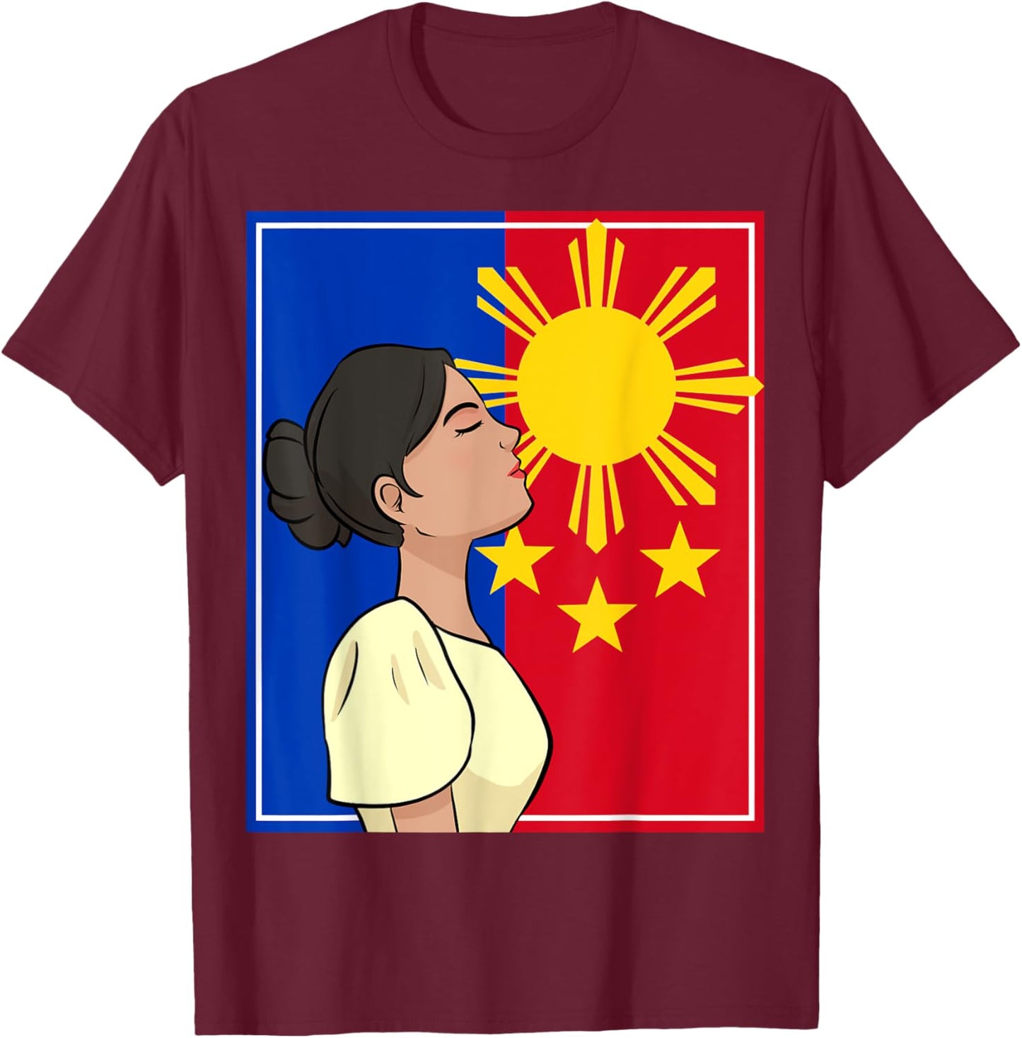 Philippines Pinay Filipina Filipiniana Filipino Flag Woman T-Shirt - T-Shirt | Maroon