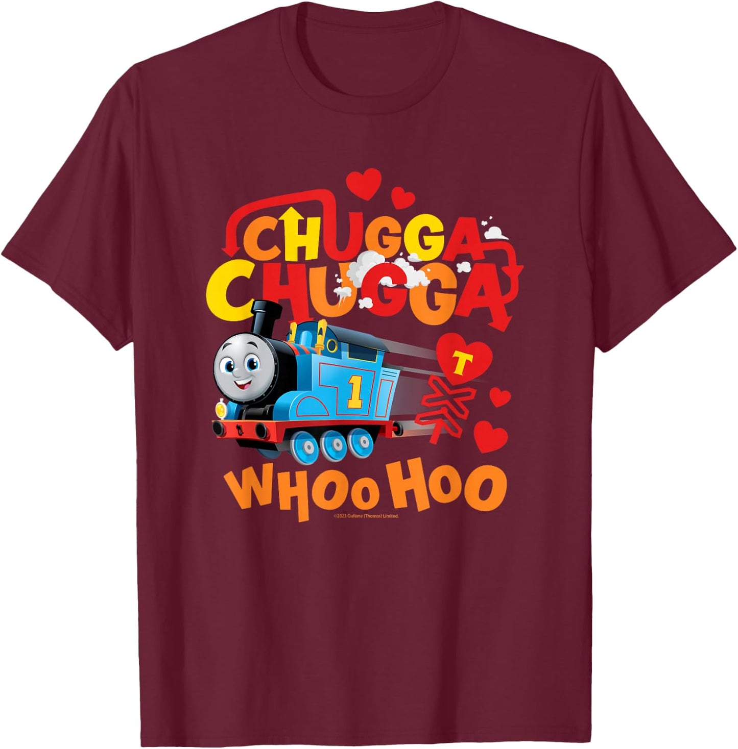 Thomas & Friends Chugga Chugga Thomas & Hearts T-Shirt - T-Shirt | Maroon