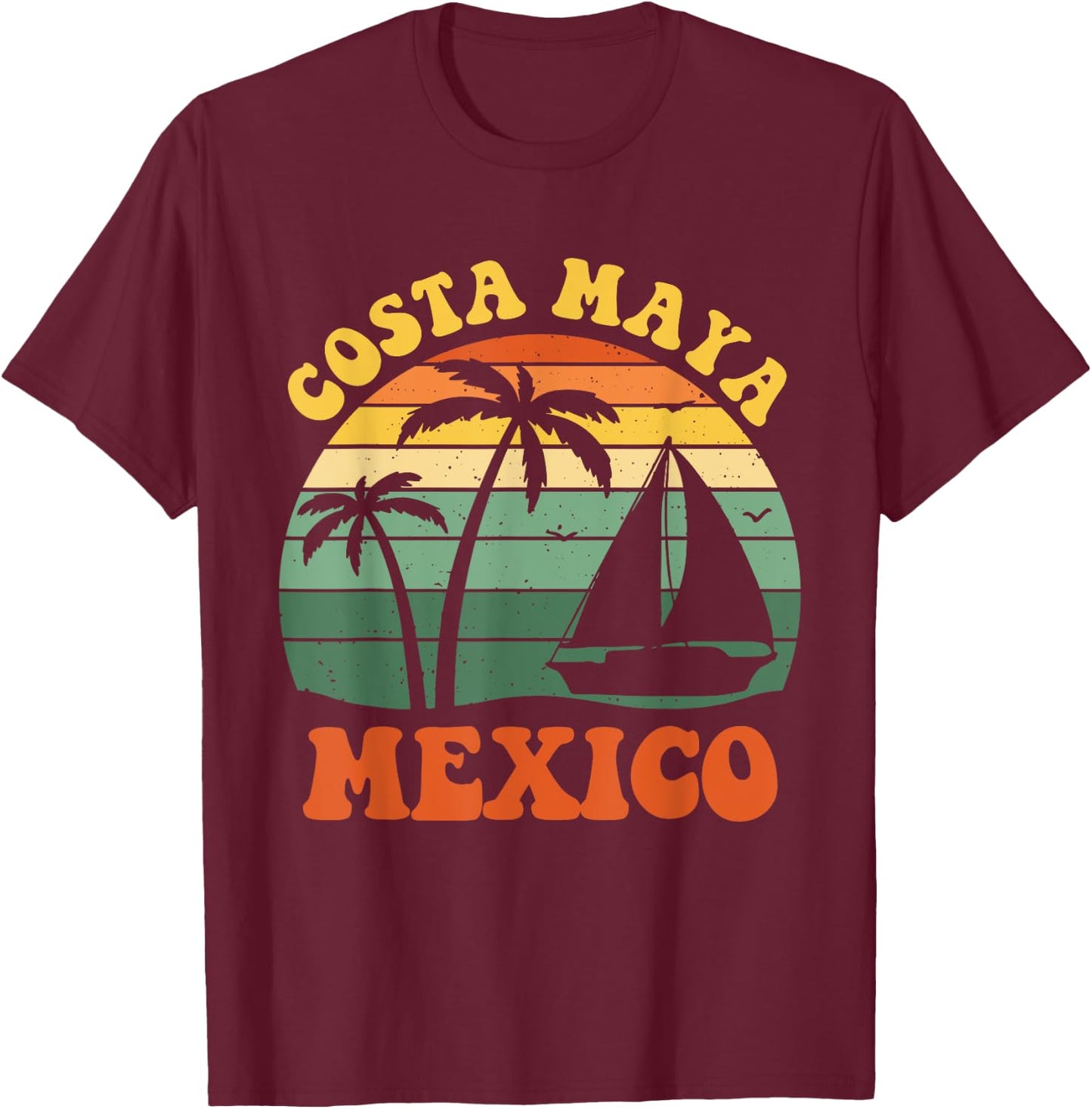Costa Maya Mexico Sunset Matching Family Vacation T-Shirt - T-Shirt | Maroon