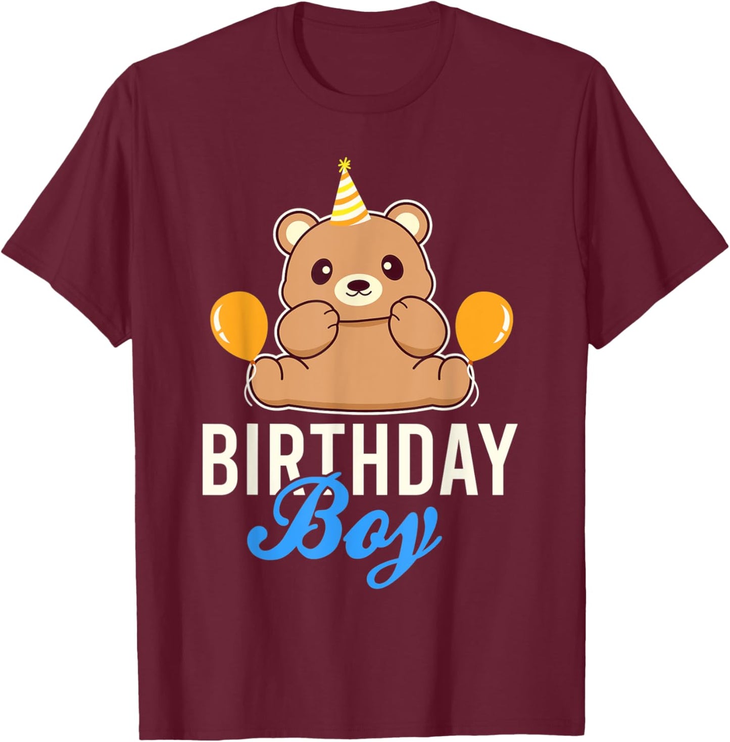 Cute Bear Birthday Boy T-Shirt - T-Shirt | Maroon