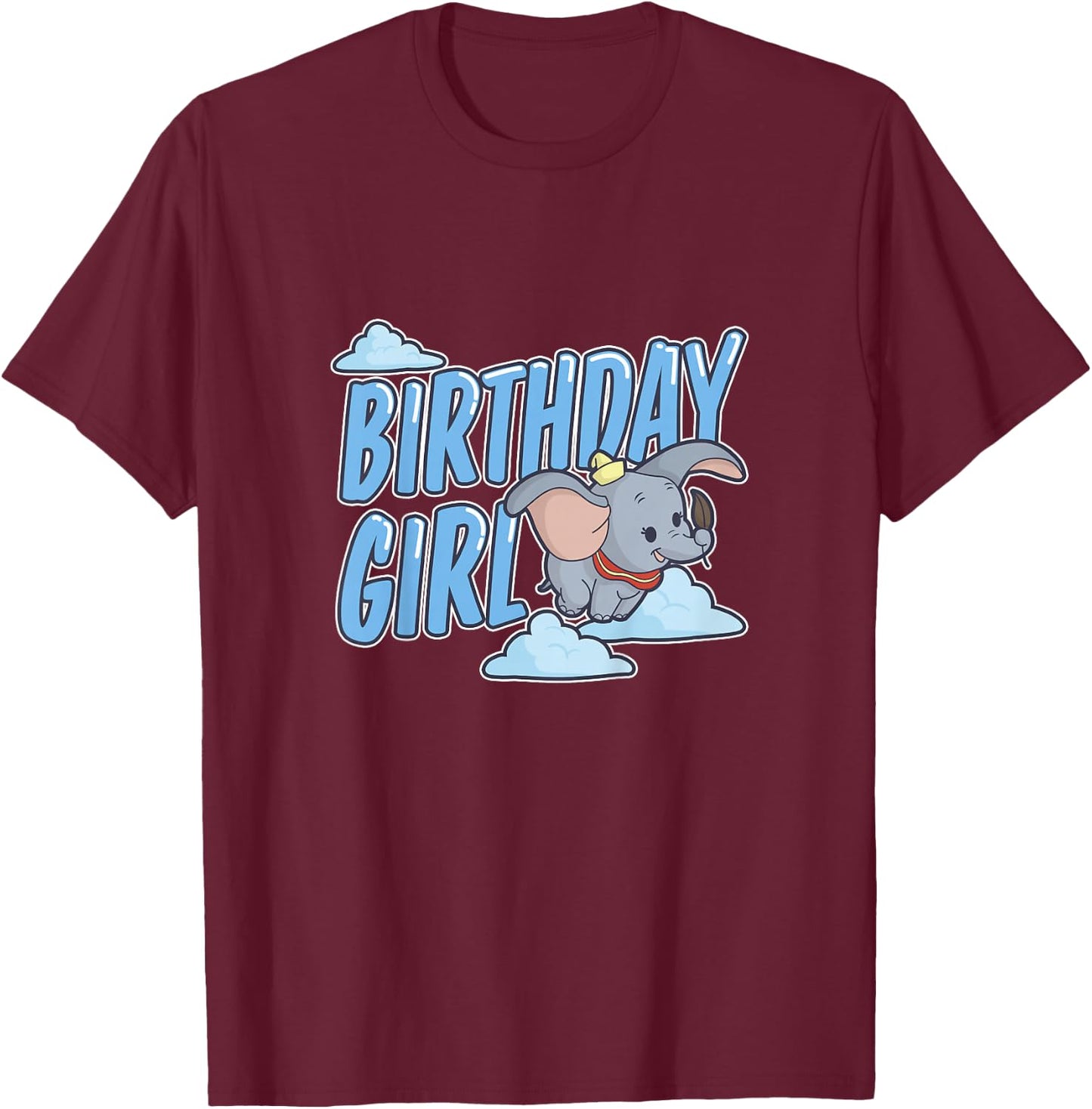 Kids Disney Dumbo Birthday Girl Cute Flying Sky Portrait Youth T-Shirt - T-Shirt | Maroon