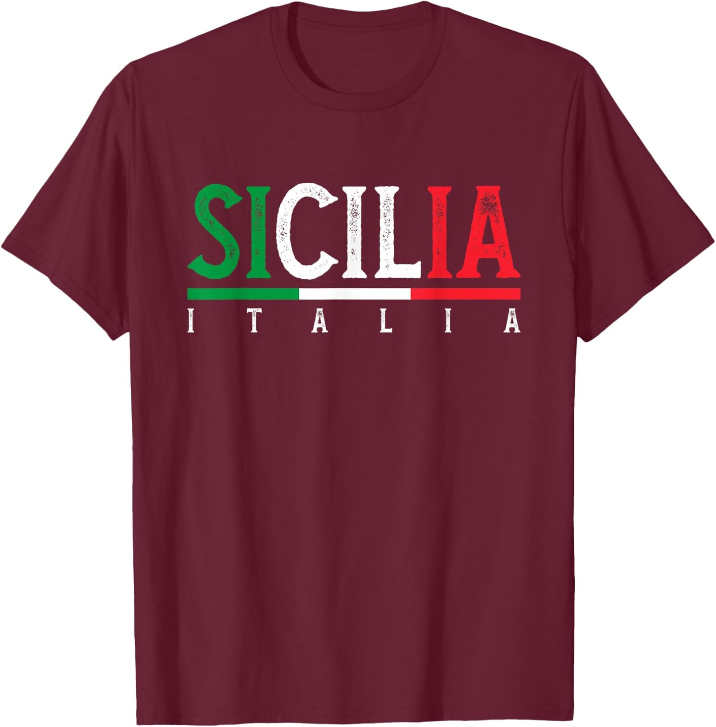 Sicilia Italia | Flag Of Sicily | Proud Sicilian Italian T-Shirt - T-Shirt | Maroon
