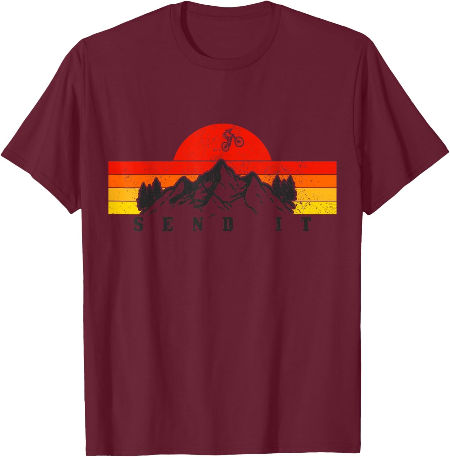 Mountain Bike Send It Vintage MTB Mountain Biker T-Shirt - T-Shirt | Maroon