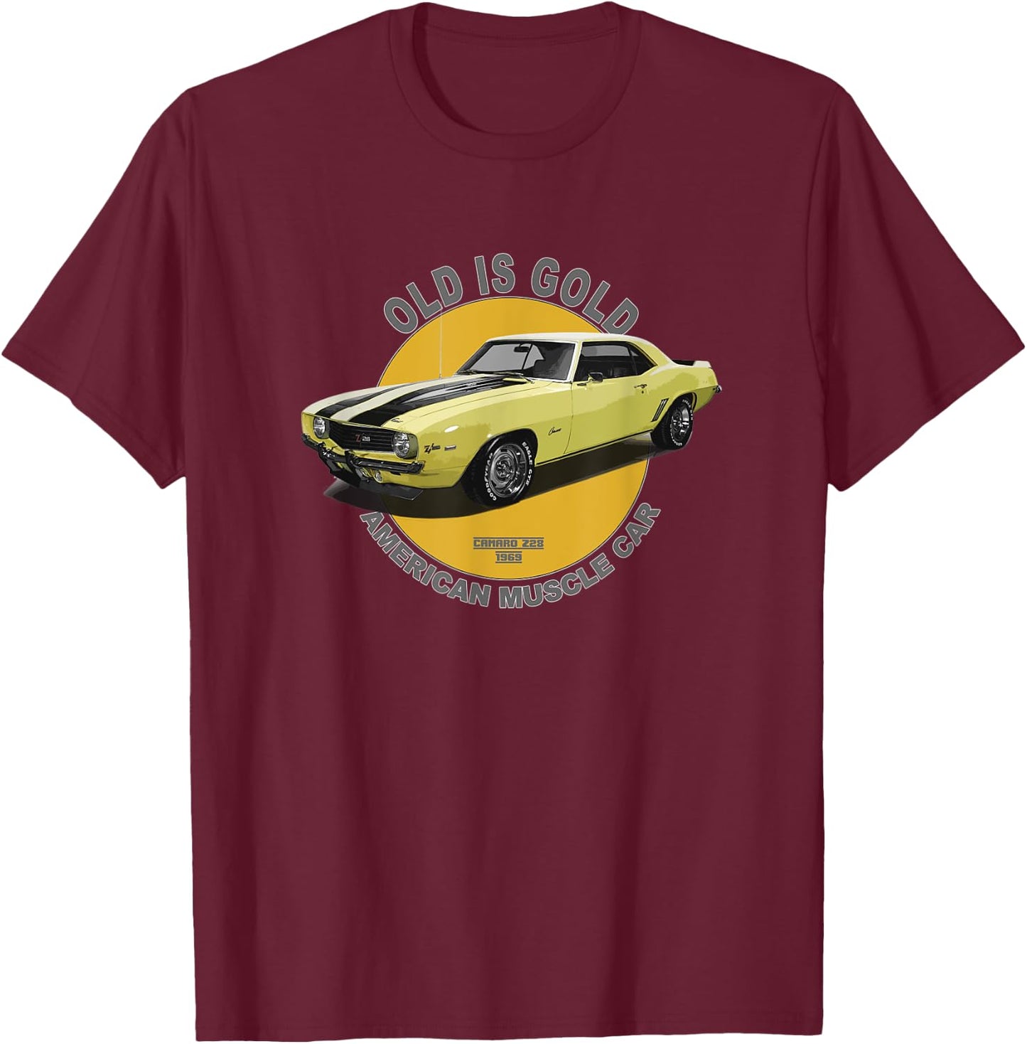 Z28 American Muscle Car 60s 70s Old is Gold T-Shirt - T-Shirt | Maroon