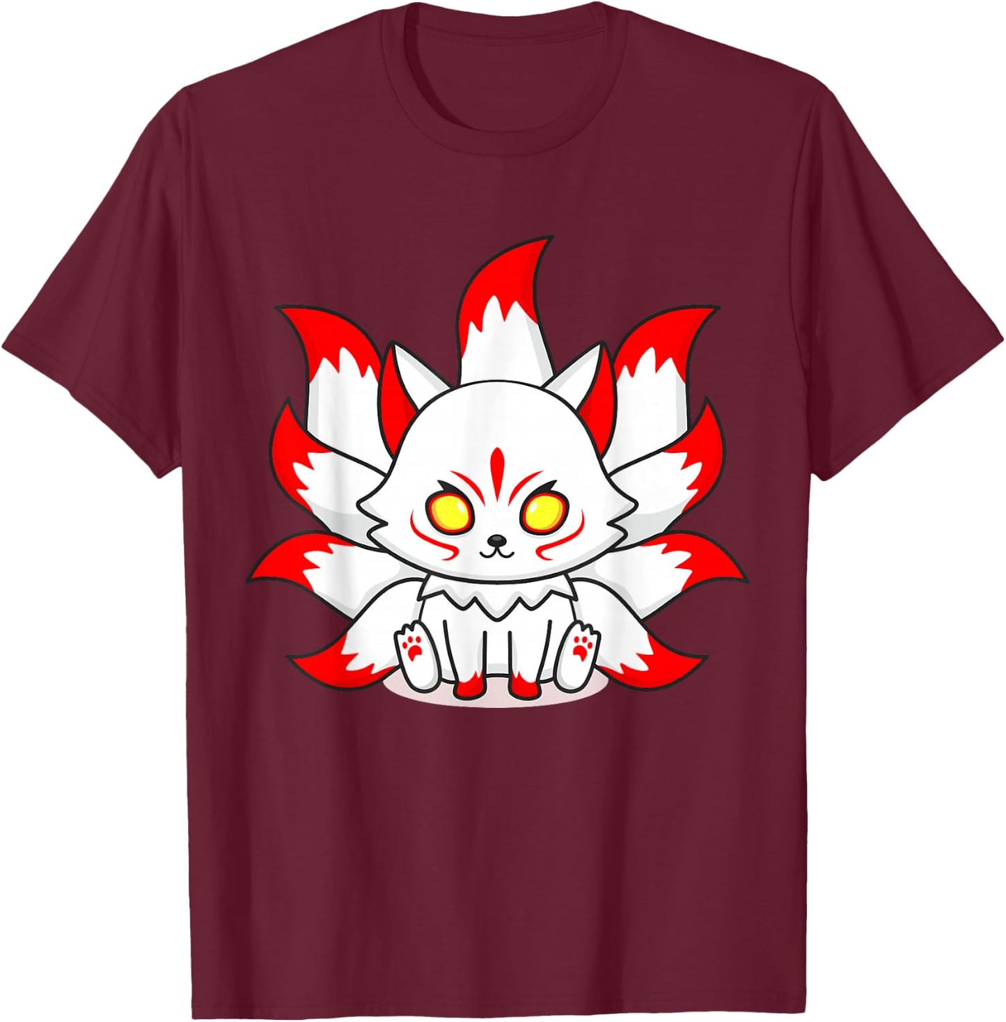 Kitsune Mask Nine-Tailed Fox Esport Logo T-Shirt - T-Shirt | Maroon