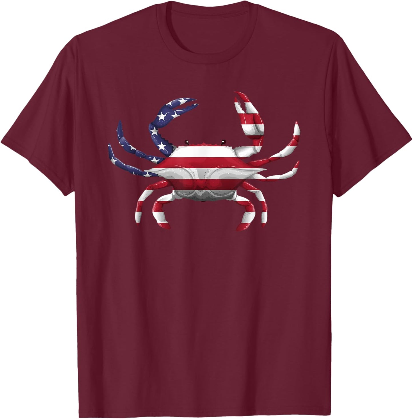 Cool Crab Women Fourth July Flag Patriotic Crabbing T-Shirt - T-Shirt | Maroon
