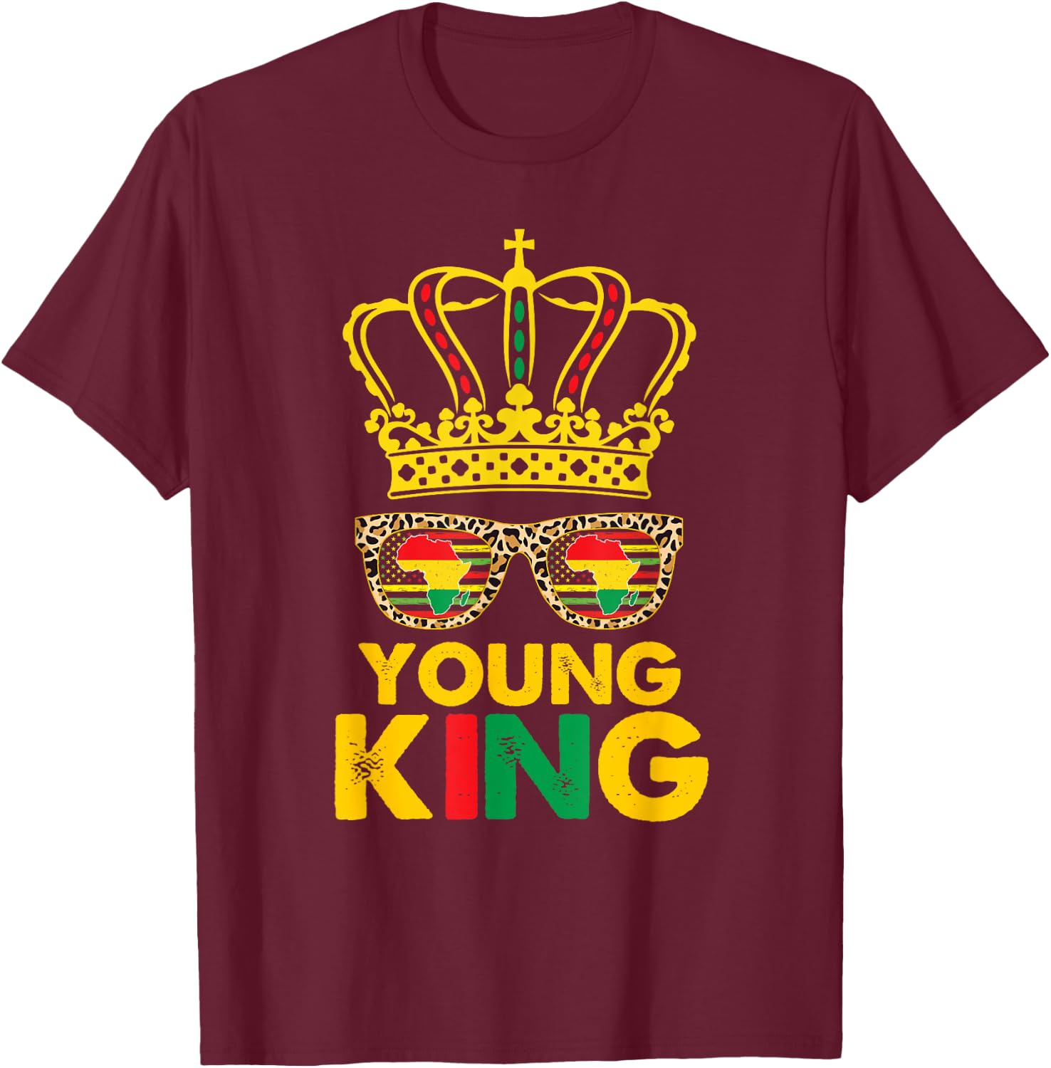 Kids Boys Young King Crown African American 1865 Juneteenth T-Shirt - T-Shirt | Maroon