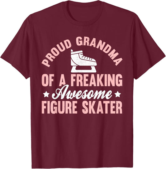 Figure Skater Ice Skate Figure Skating Grandma T-Shirt - T-Shirt | Maroon