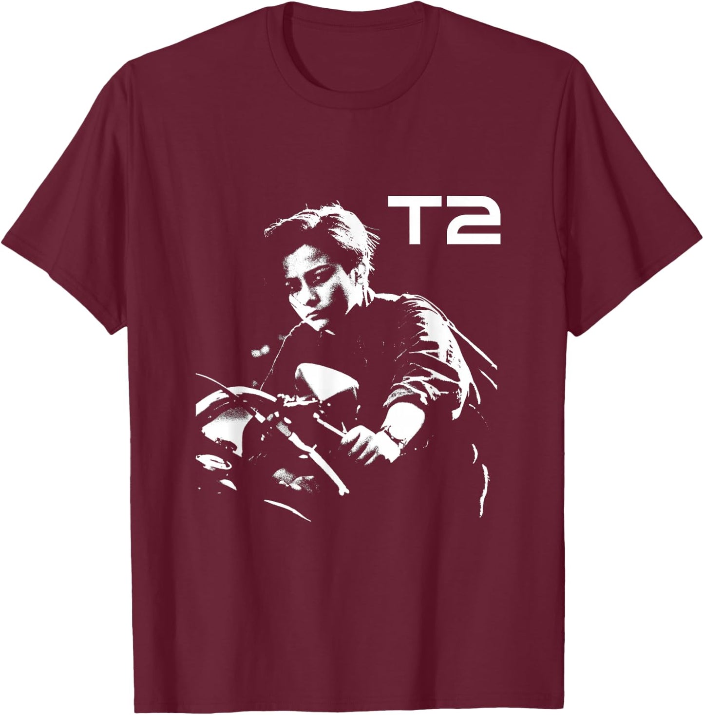 Terminator 2 Judgement Day John Connor Bike T-Shirt - T-Shirt | Maroon