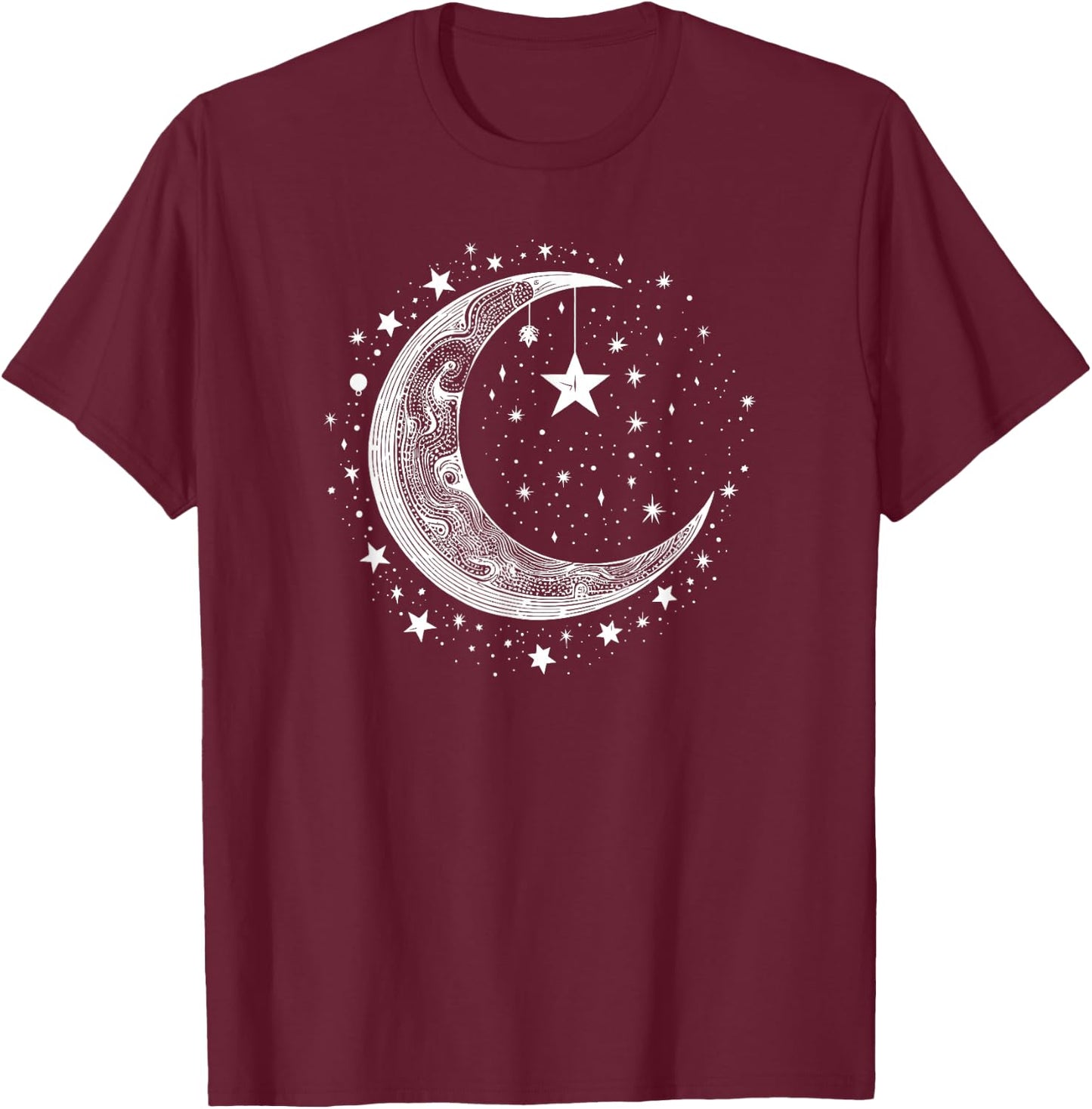 Galaxy Night Sky Moon Lunar Stars Love T-Shirt - T-Shirt | Maroon