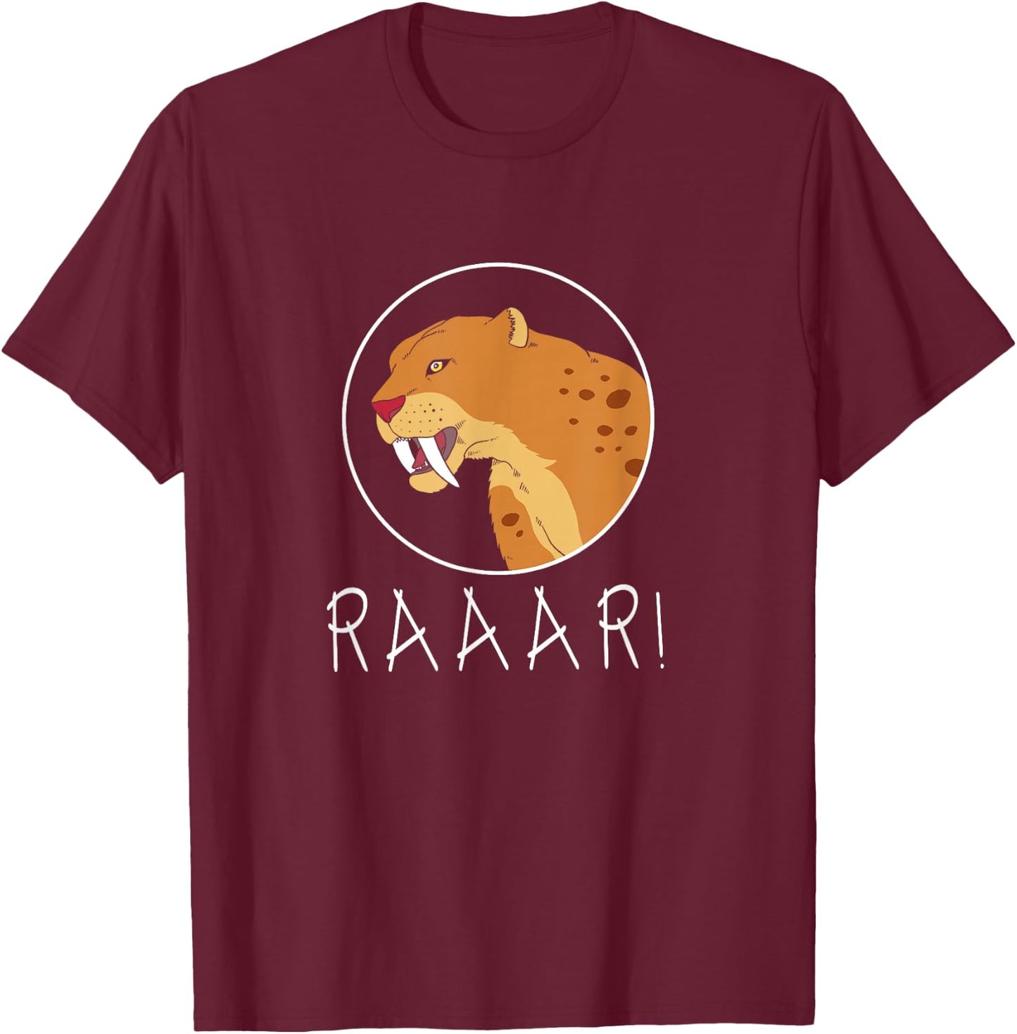 Cute Baby Tiger Smilodon Sabertooth Tiger T-Shirt - T-Shirt | Maroon