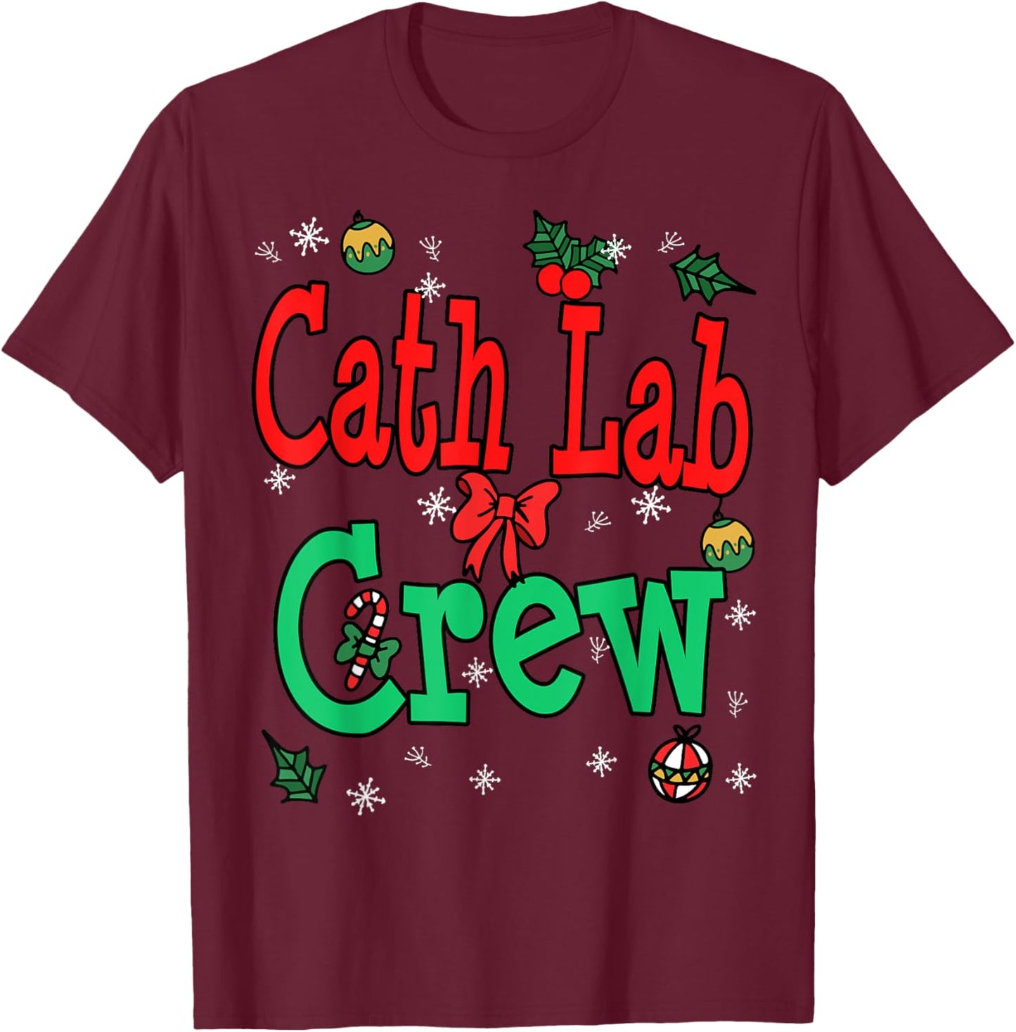 Cath Lab Tech Christmas Crew Laboratory Technician T-Shirt - T-Shirt | Maroon