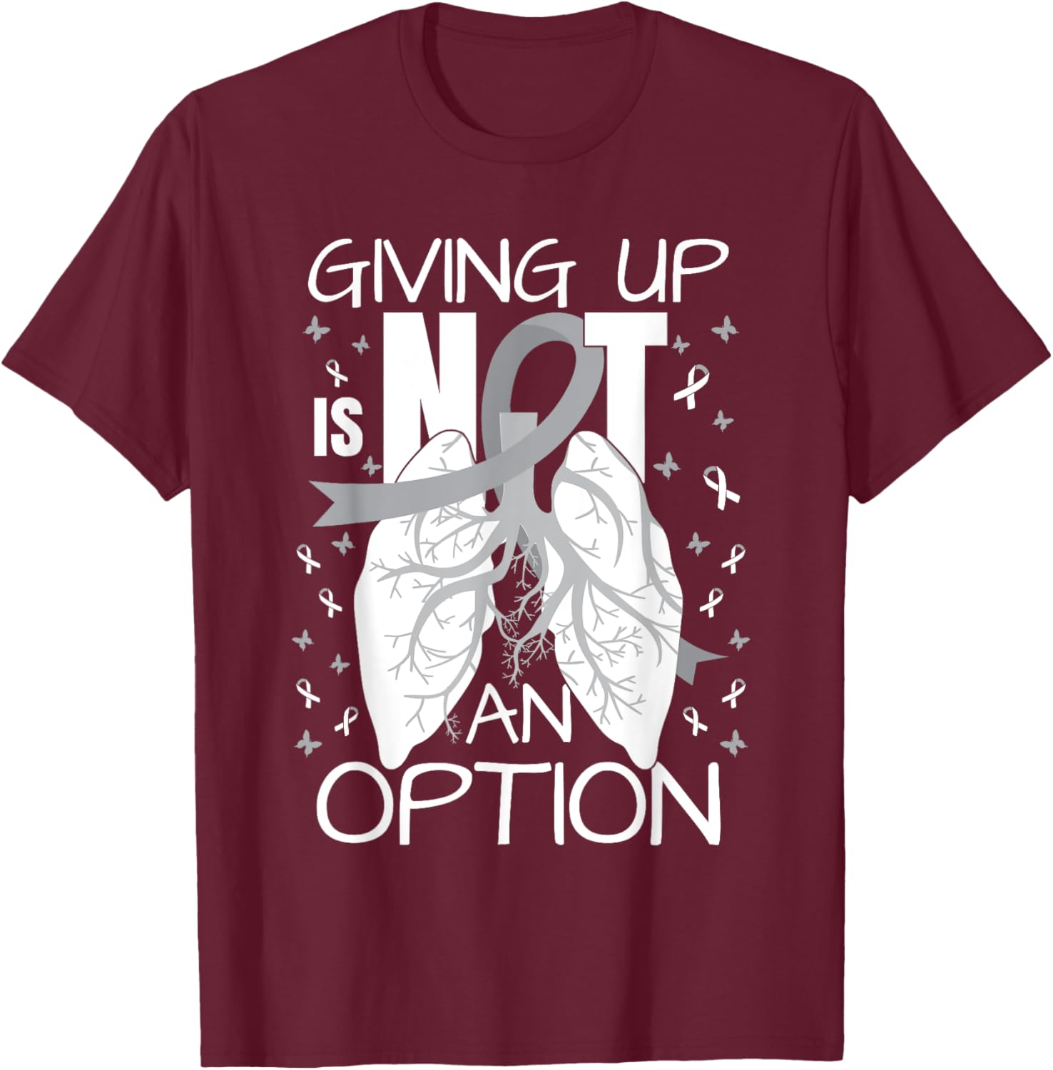 Lung Cancer Warrior T-Shirt - T-Shirt | Maroon