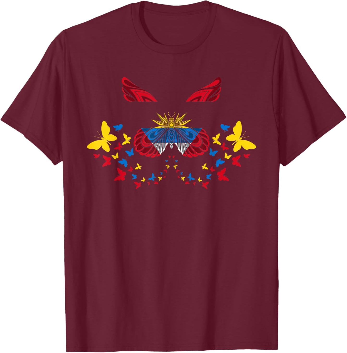 Antigua And Barbuda Flag Antiguan Butterflies T-Shirt - T-Shirt | Maroon