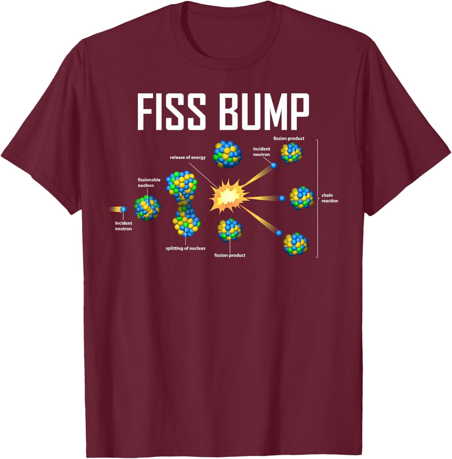 Fiss Bump Funny Nuclear Engineer Nuclear Power Plant T-Shirt - T-Shirt | Maroon