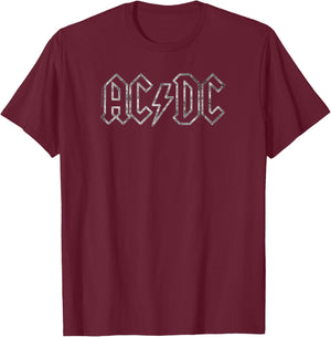 Official AC/DC Jagged Logo Vintage Band T-Shirt - T-Shirt | Maroon