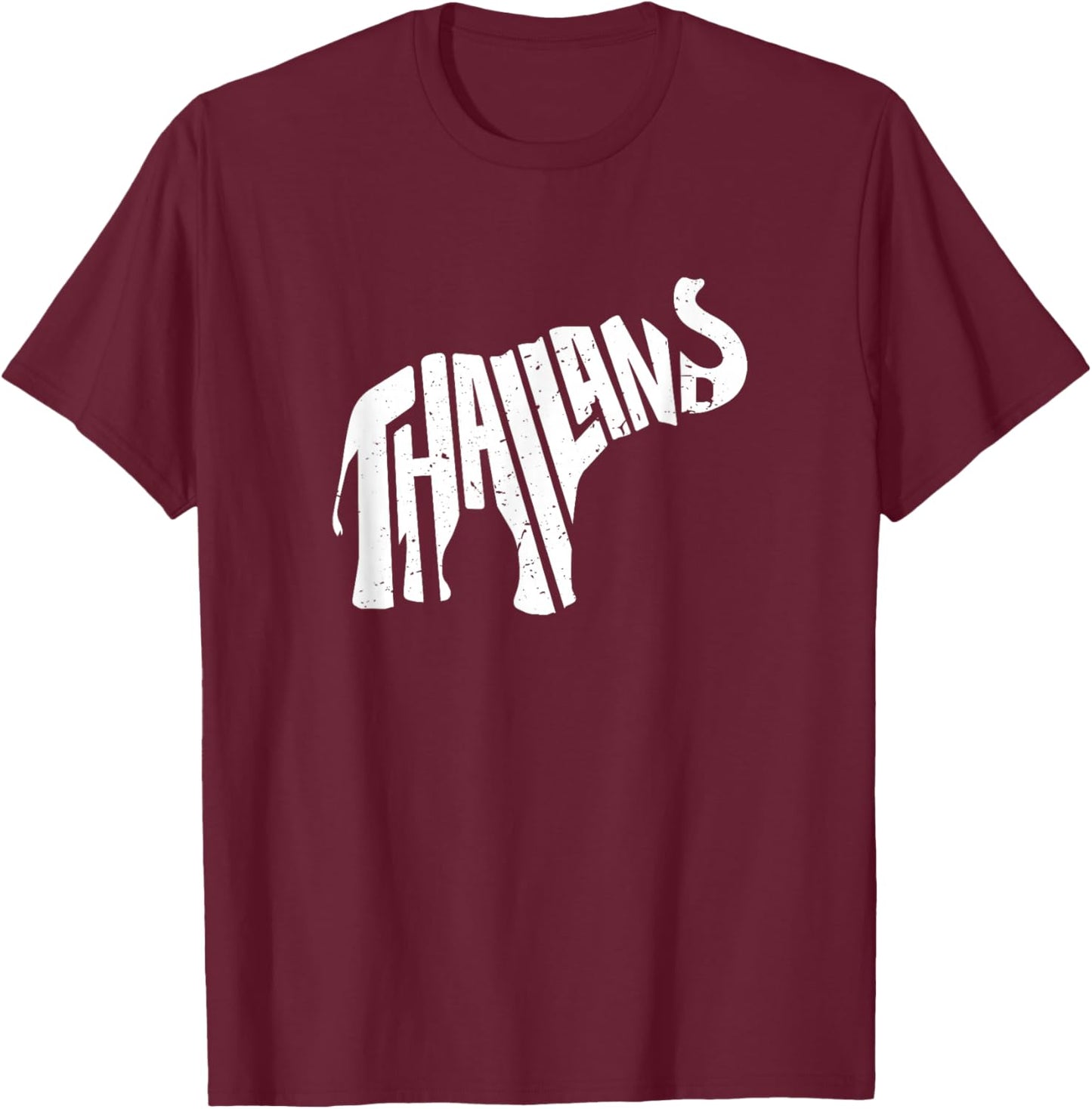 Thailand Asian Elephant Word Art - Funny Animal T-Shirt - T-Shirt | Maroon