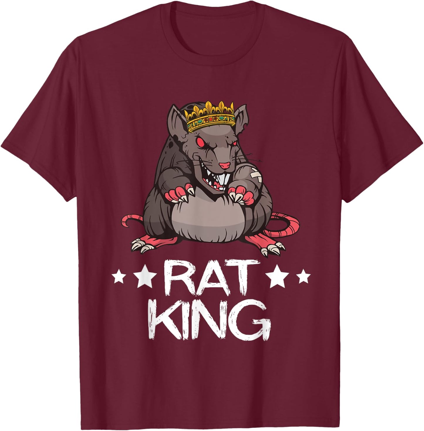 Rat King Crown Angry Rat Rodent Rat Owner Mouse Rat T-Shirt - T-Shirt | Maroon