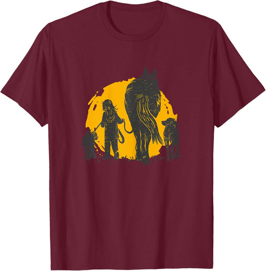 Horseback Riding Equestrian Horse Girl T-Shirt - T-Shirt | Maroon