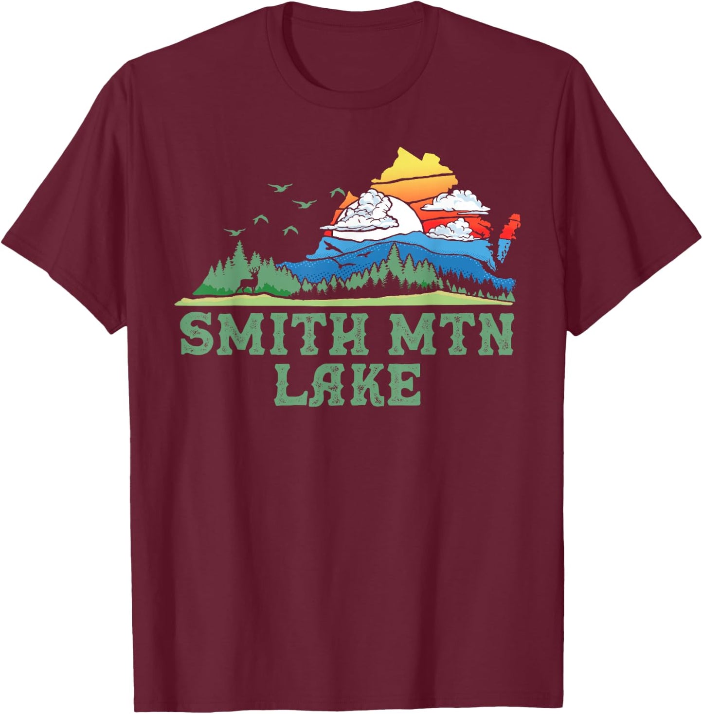 Smith Mountain Lake Virginia Franklin County Outdoors T-Shirt - T-Shirt | Maroon