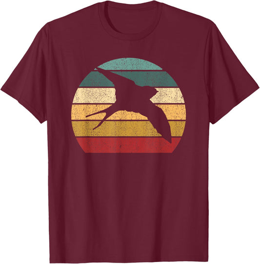 Retro Barn Swallow Bird T-Shirt - T-Shirt | Maroon