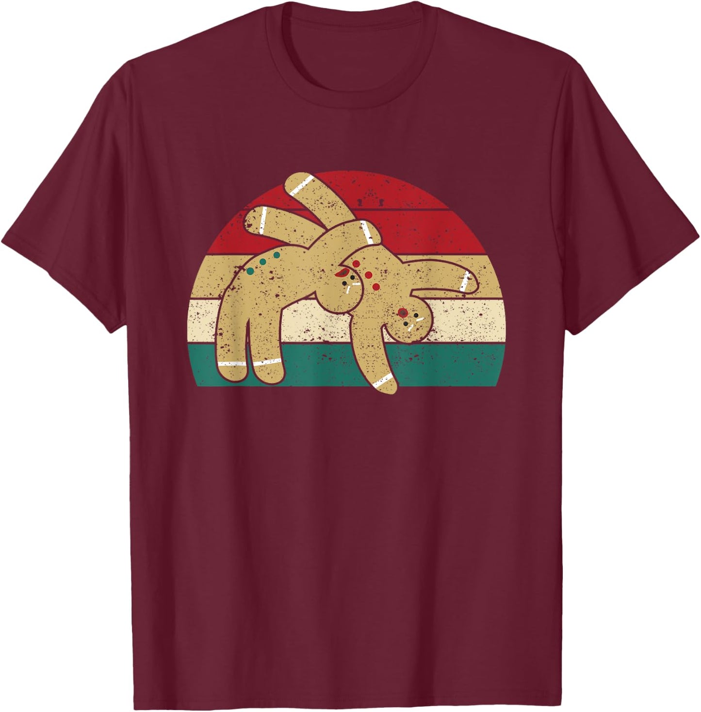 Gingerbread Man Cookies Christmas Funny Fighting Wrestling T-Shirt - T-Shirt | Maroon