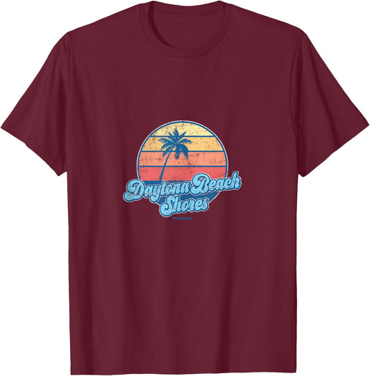 Vintage Daytona Beach Shores Florida FL Classic 70s Retro Su T-Shirt - T-Shirt | Maroon
