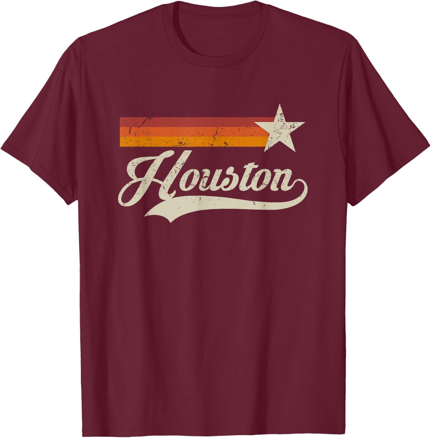 Vintage Houston Texas Houston Baseball Proud T-Shirt - T-Shirt | Maroon