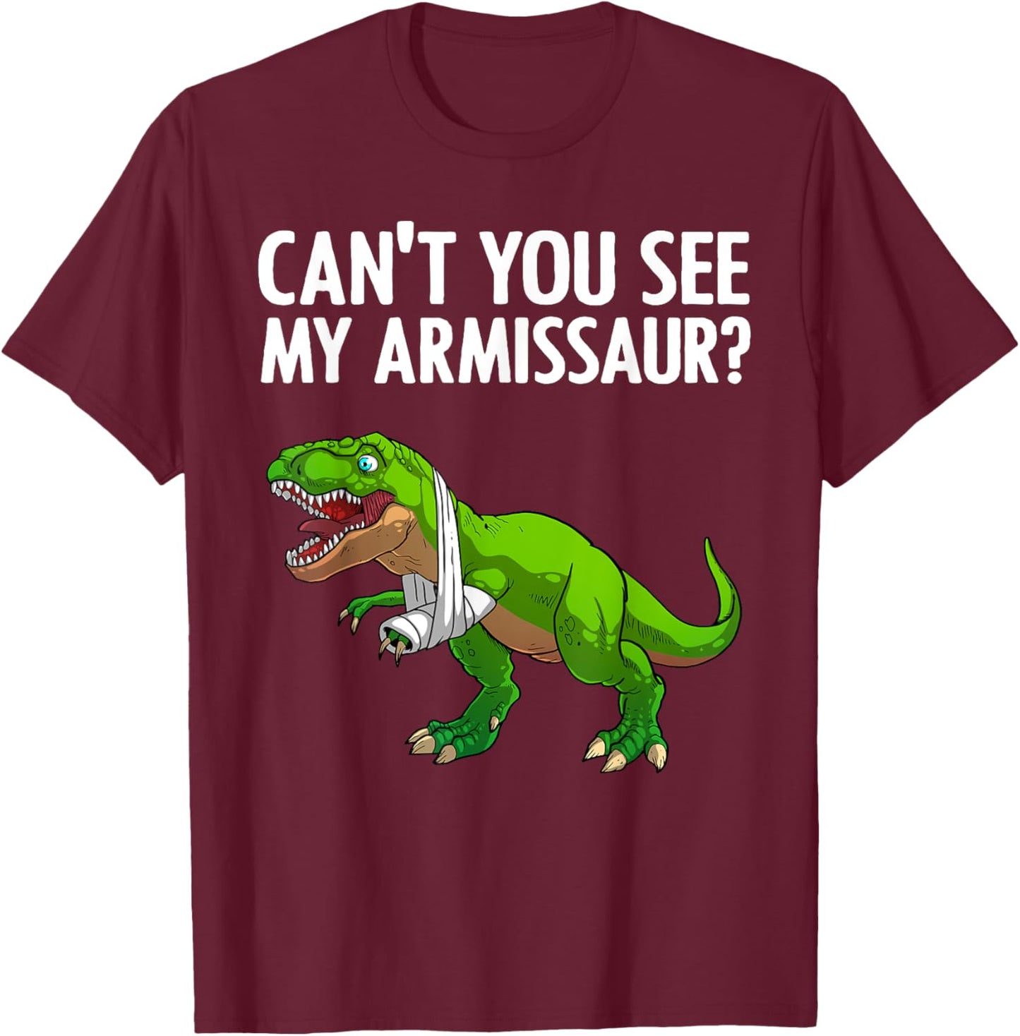 Funny Broken Arm Boy Kids Hand Wrist Injury Dinosaur T-Shirt - T-Shirt | Maroon
