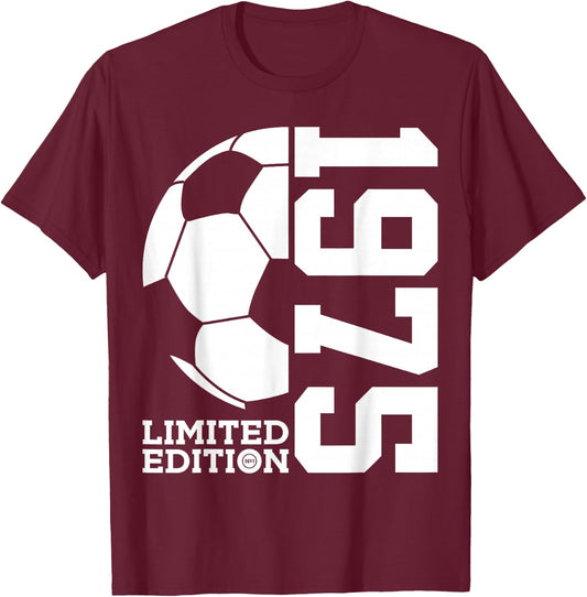 51st BIRTHDAY SOCCER LIMITED EDITION 1975 T-Shirt - T-Shirt | Maroon