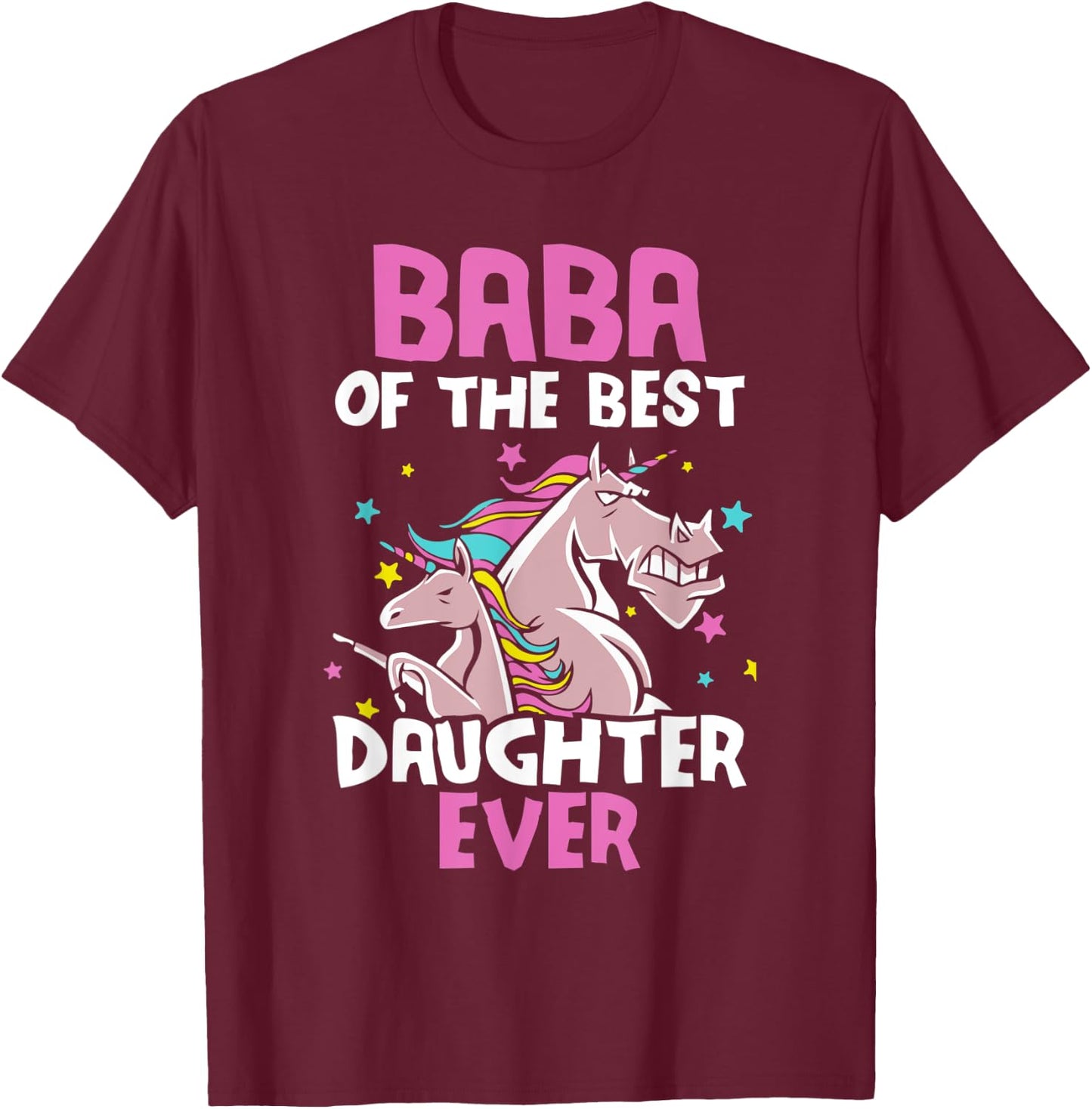 Baba Of The Best Daughter Ever Unicorn Dad Persian Arabic T-Shirt - T-Shirt | Maroon