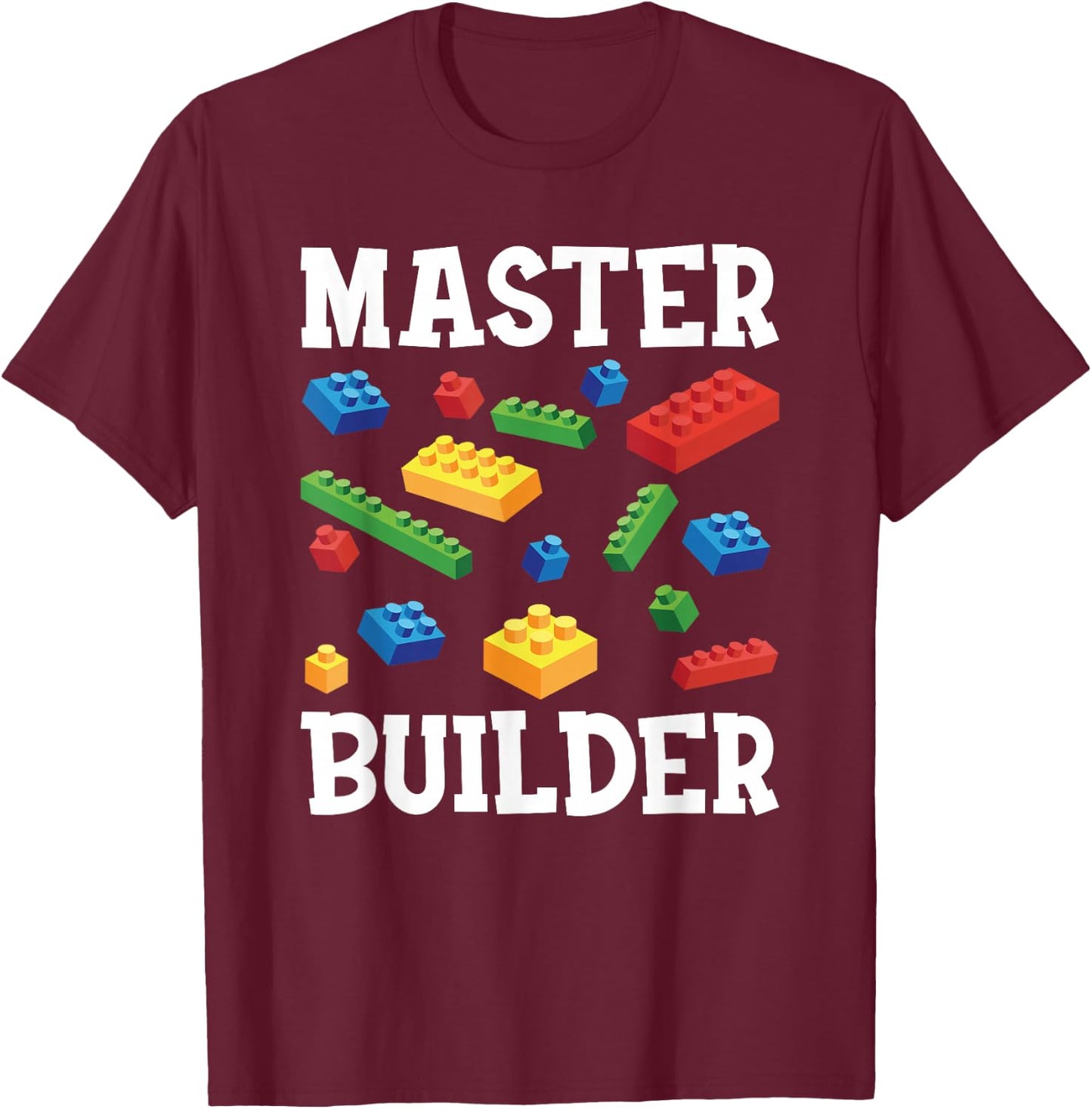 Master Builder Kids Block Building Brick Builder T-Shirt - T-Shirt | Maroon