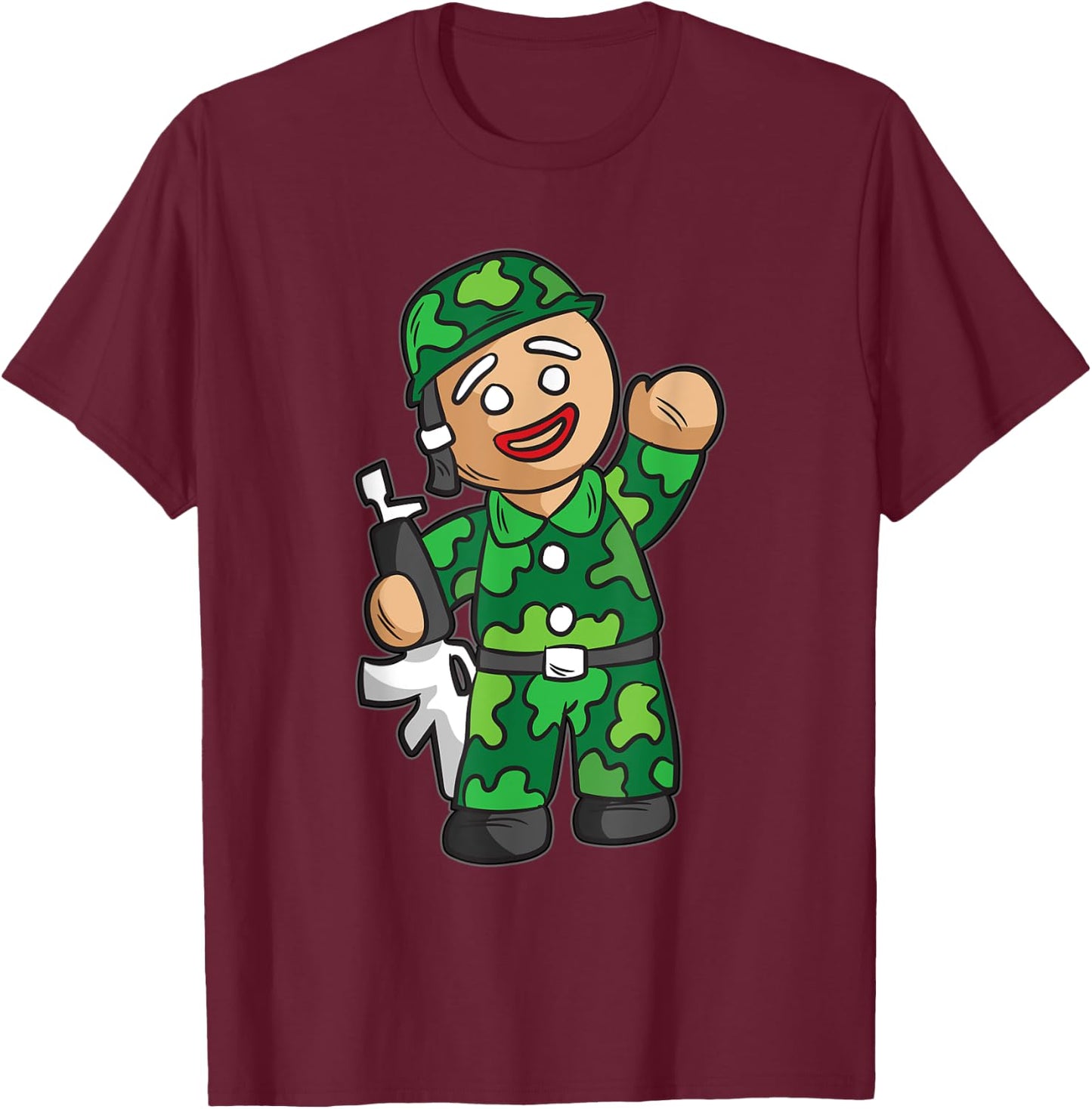 Gingerbread Man U.S Soldier Armistice Day For Kids T-Shirt - T-Shirt | Maroon