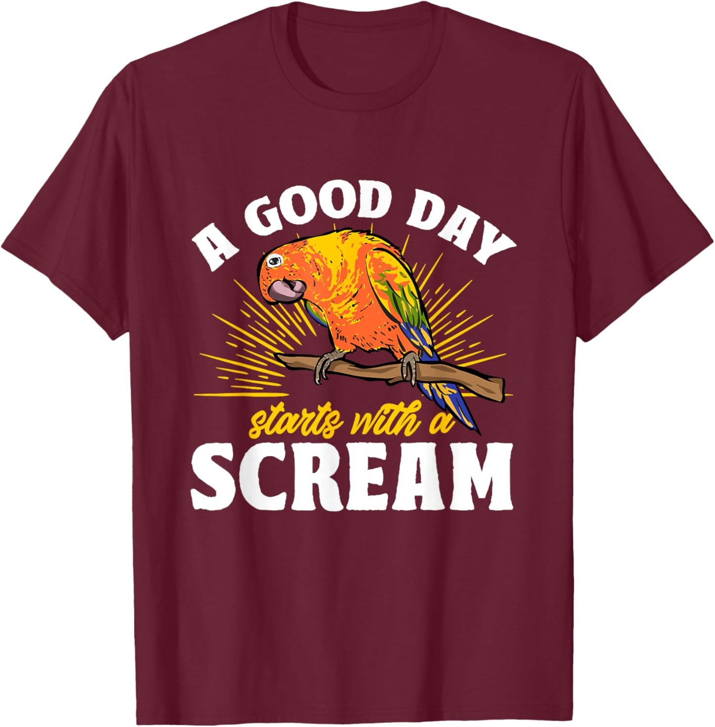 Sun Conure Parrot Bird Conure T-Shirt - T-Shirt | Maroon