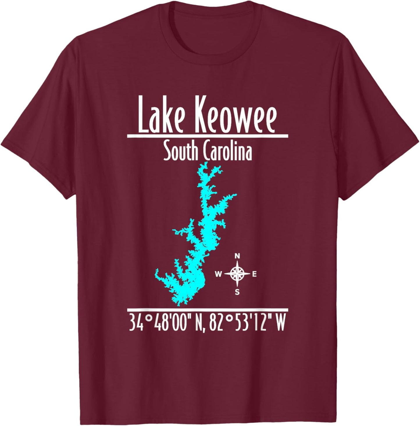 Modern Lake Keowee - South Carolina T-Shirt - T-Shirt | Maroon