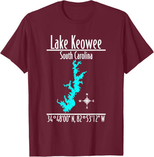 Modern Lake Keowee - South Carolina T-Shirt - T-Shirt | Maroon