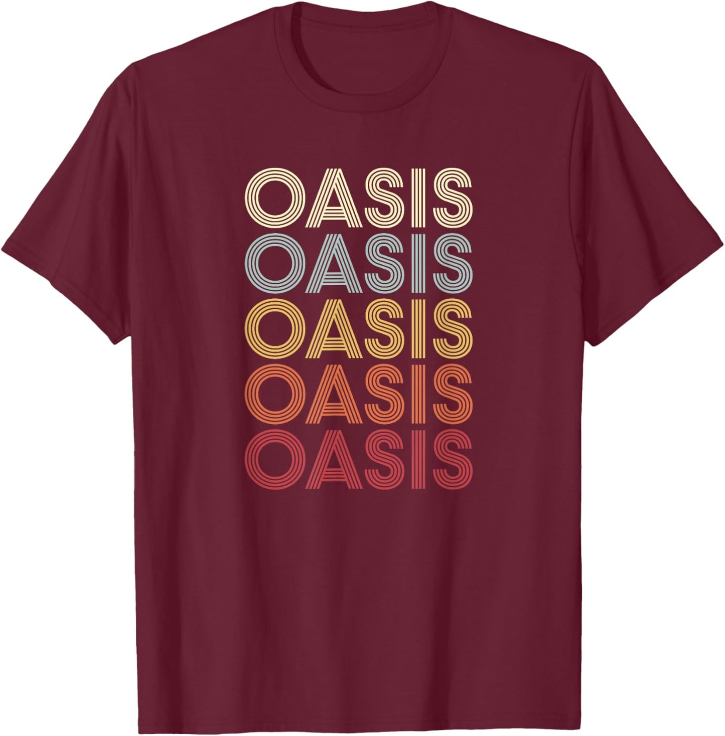 Oasis California Oasis CA Vintage Text T-Shirt - T-Shirt | Maroon