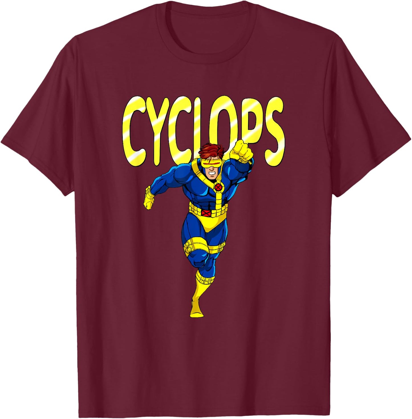 Marvel X-Men Cyclops 90's TV Show Portrait T-Shirt - T-Shirt | Maroon