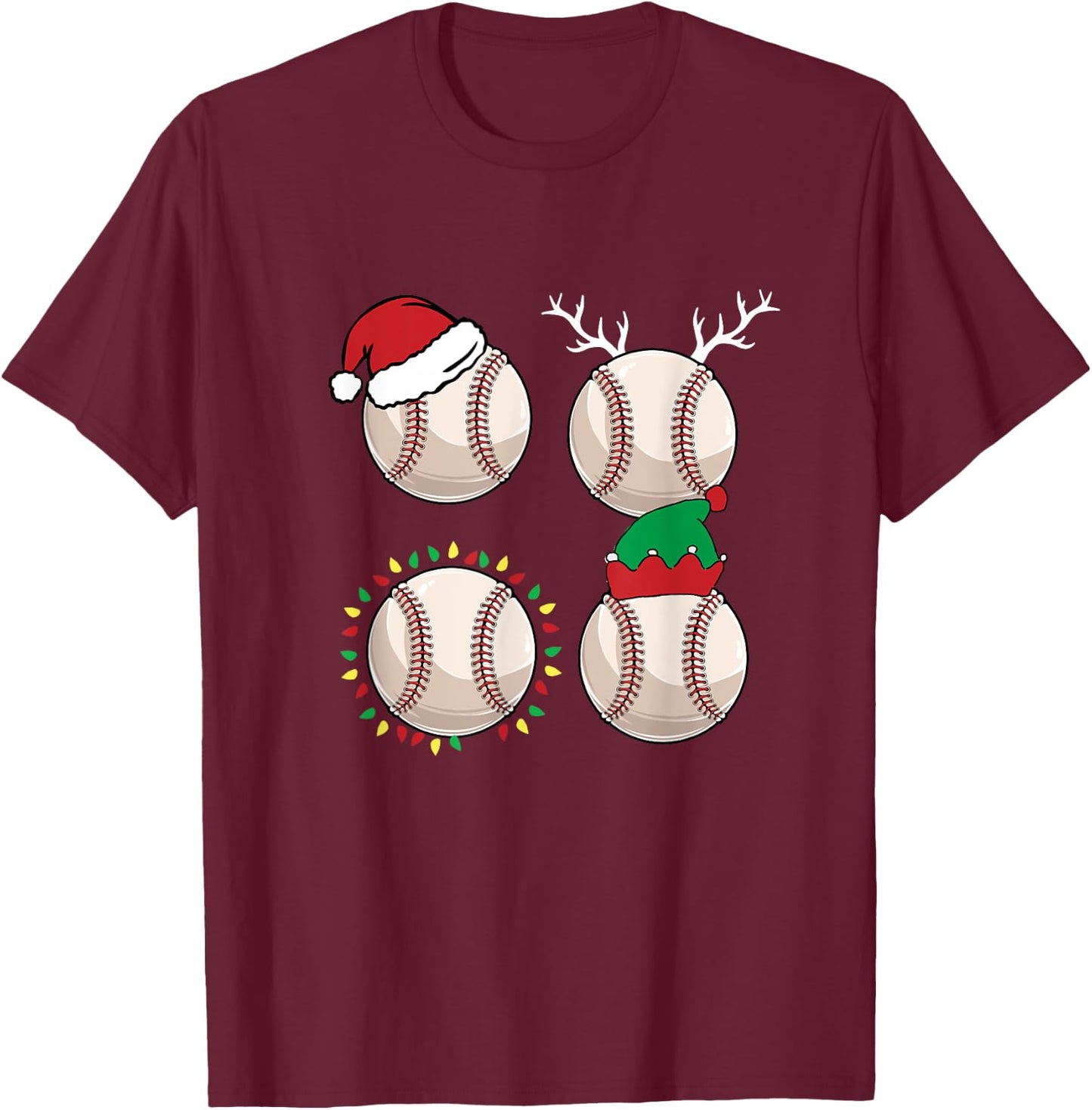 Football Santa Elf Reindeer Christmas Pajama Cool Sport Xmas T-Shirt - T-Shirt | Maroon