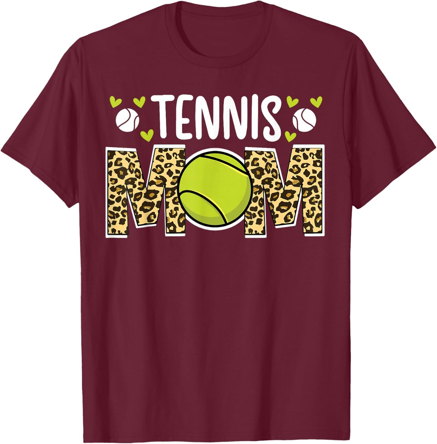 Tennis Mom Of A Tennis Player Mama Leopard Tennis Mother T-Shirt - T-Shirt | Maroon