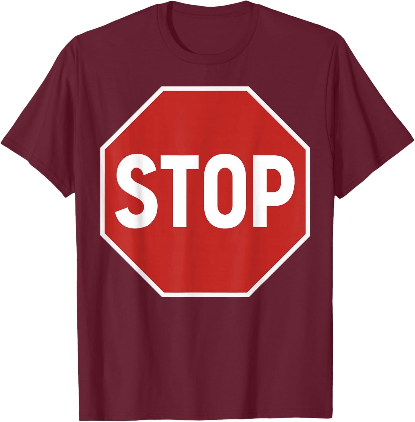 Stop Sign Costume Novelty Road Signs Halloween Outfit T-Shirt - T-Shirt | Maroon