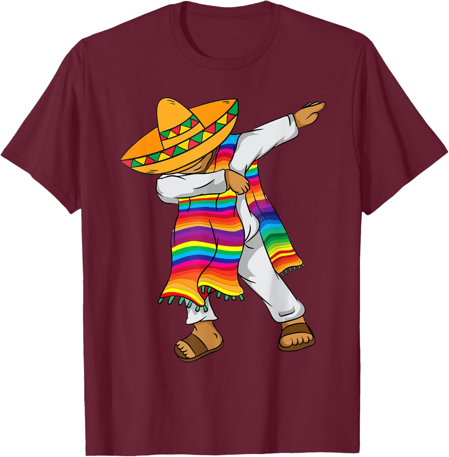 Cinco De Mayo Dabbing Mexican Poncho Kids Toddler Boy Men T-Shirt - T-Shirt | Maroon