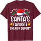 Santas Favorite Sheriff Deputy Christmas Matching Group Pj T-Shirt - T-Shirt | Maroon