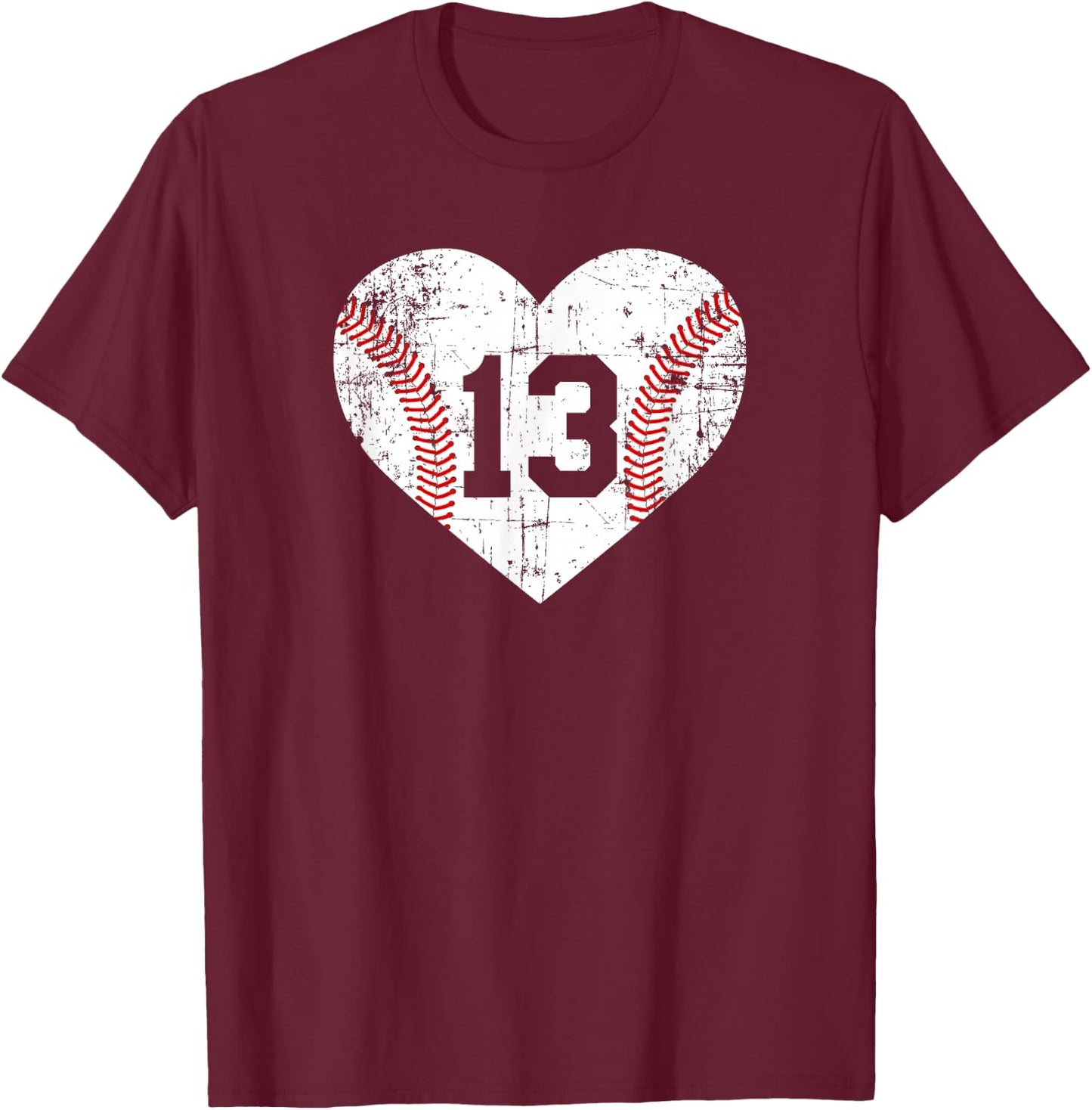 Vintage Baseball 13 Jersey Number T-Shirt - T-Shirt | Maroon