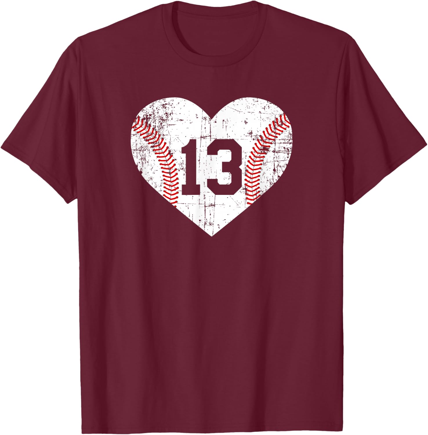 Vintage Baseball 13 Jersey Number T-Shirt - T-Shirt | Maroon