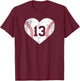 Vintage Baseball 13 Jersey Number T-Shirt - T-Shirt | Maroon