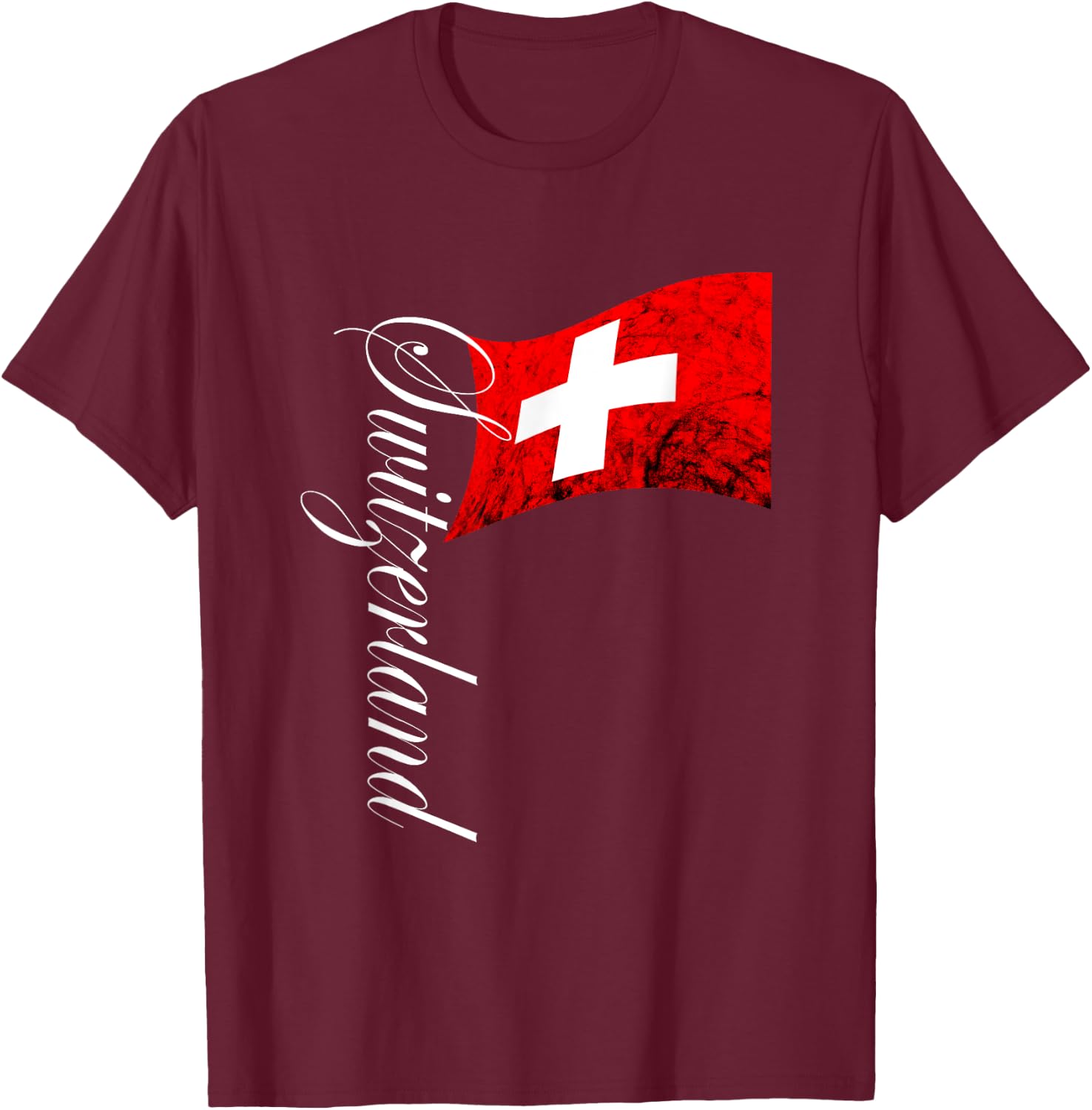 Switzerland Flag Swiss Pride Vintage Swiss Flag Schweiz T-Shirt - T-Shirt | Maroon